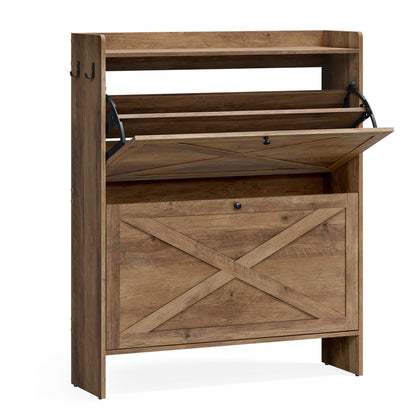 Shoe Storage Cabinet Organizer with 2 Flip Drawers - image 8