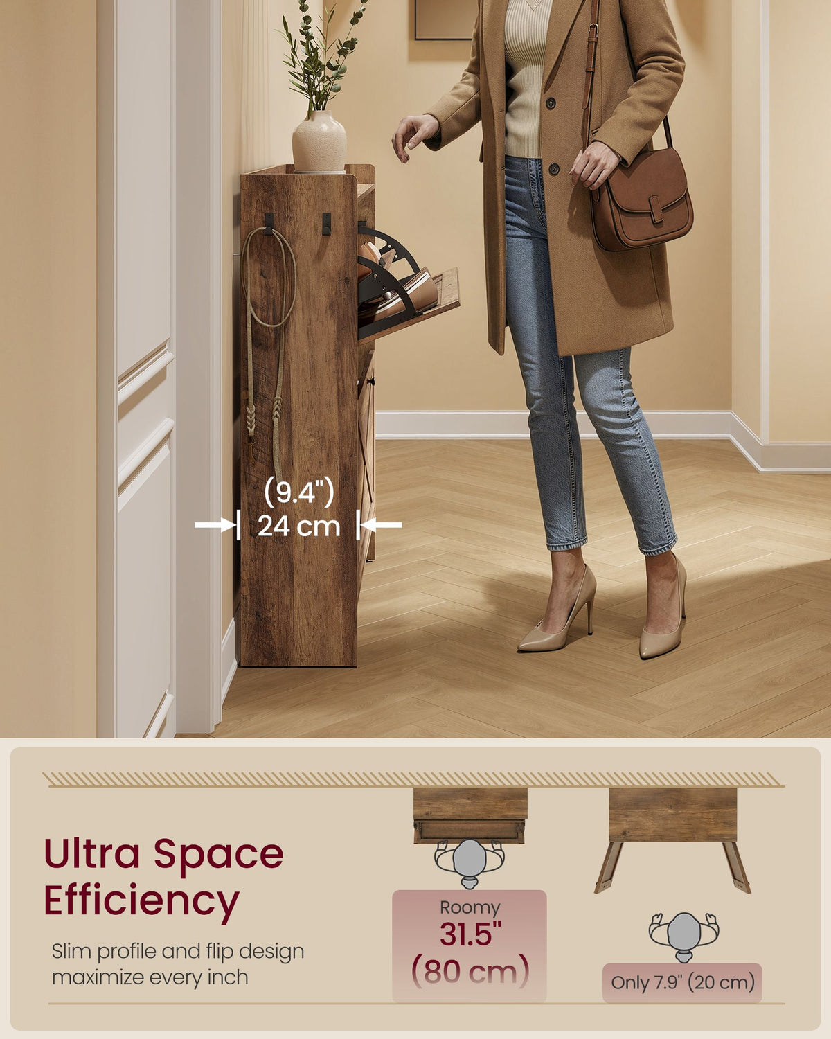 Shoe Storage Cabinet Organizer with 2 Flip Drawers - image 9