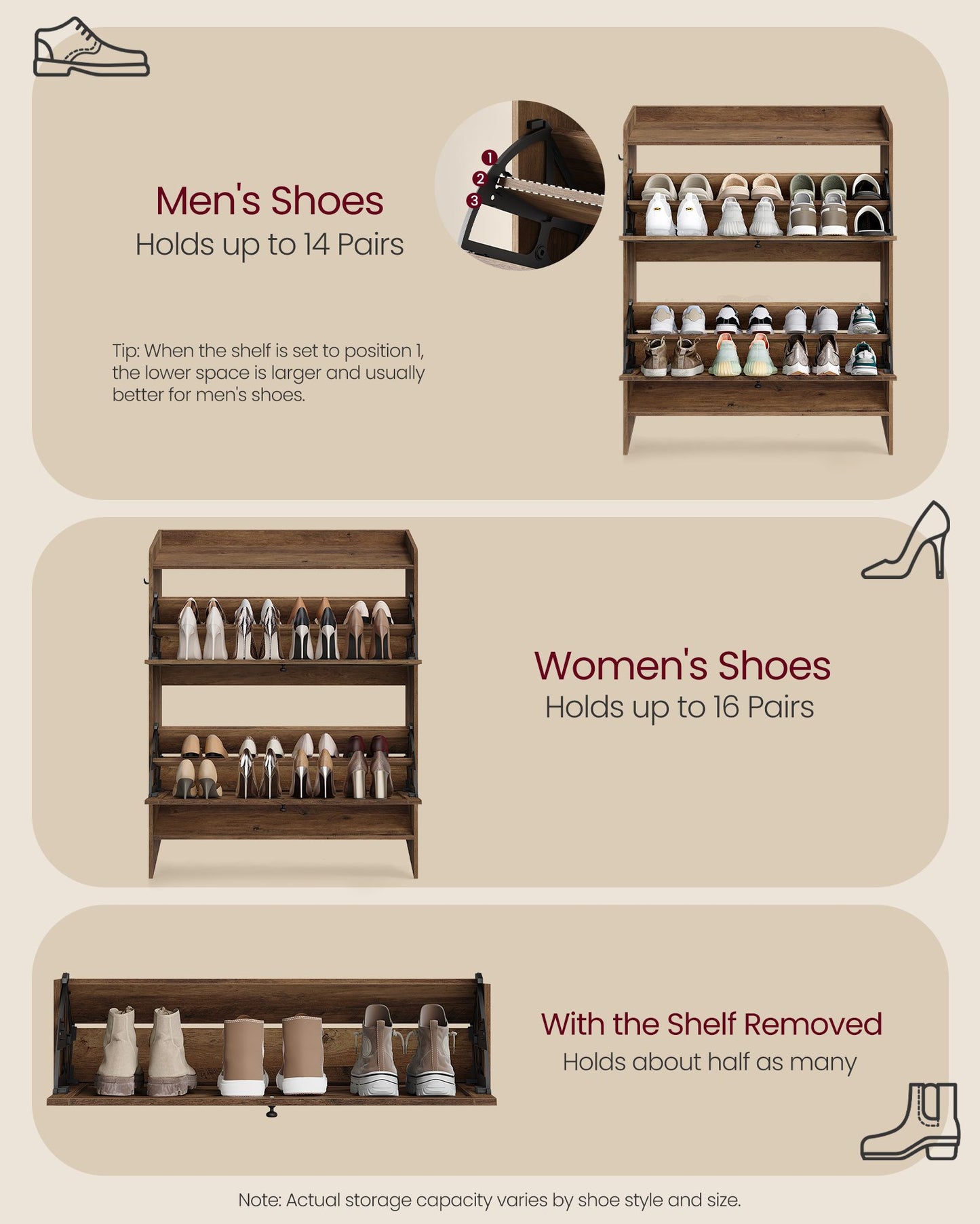 Shoe Storage Cabinet Organizer with 2 Flip Drawers - image 11