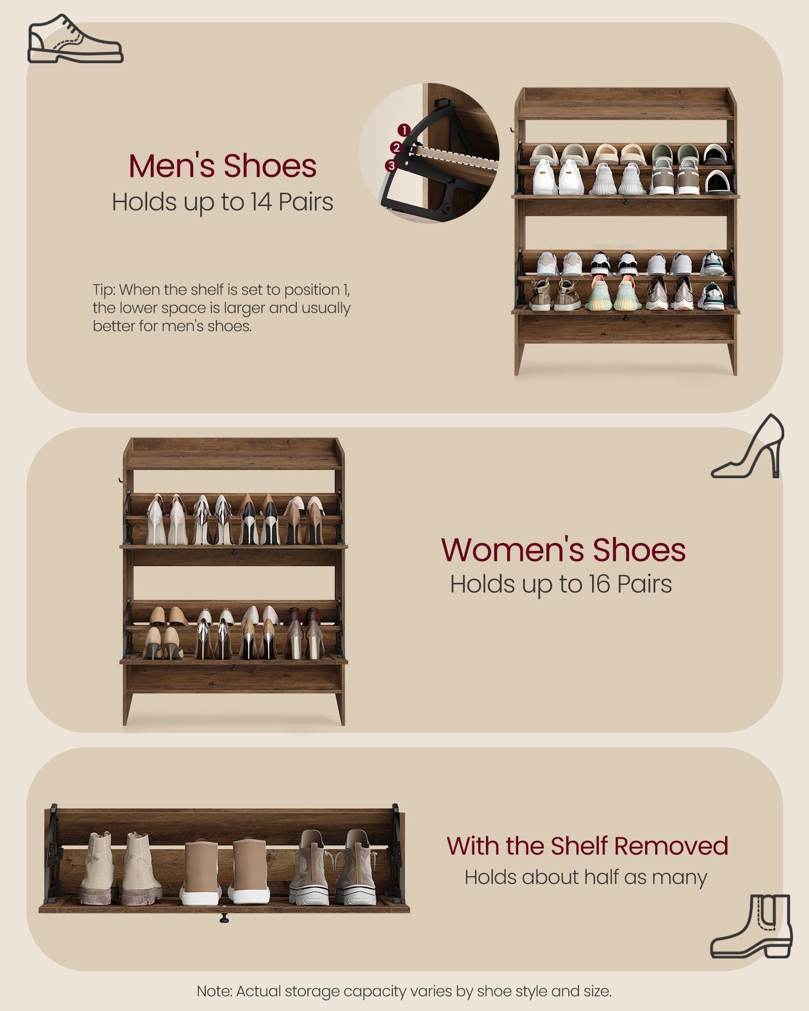 Shoe Storage Cabinet Organizer with 2 Flip Drawers - image 11