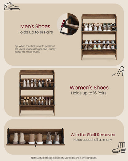 Shoe Storage Cabinet Organizer with 2 Flip Drawers - image 11