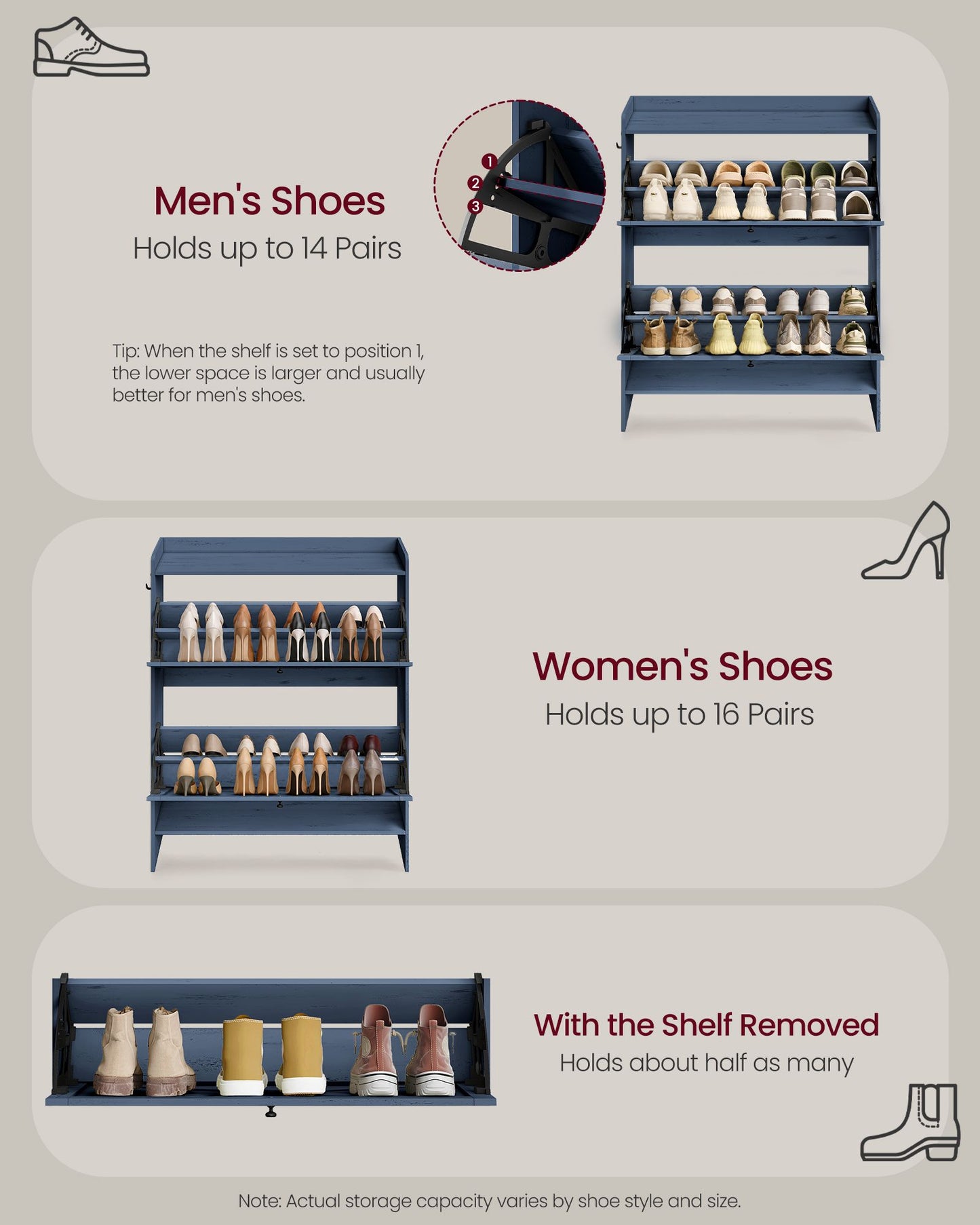 Shoe Storage Cabinet Organizer with 2 Flip Drawers, Freestanding Narrow Shoe Rack Cabinet for Entryway - image 11