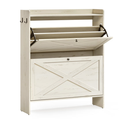 Shoe Storage Cabinet Organizer with 2 Flip Drawers - image 12