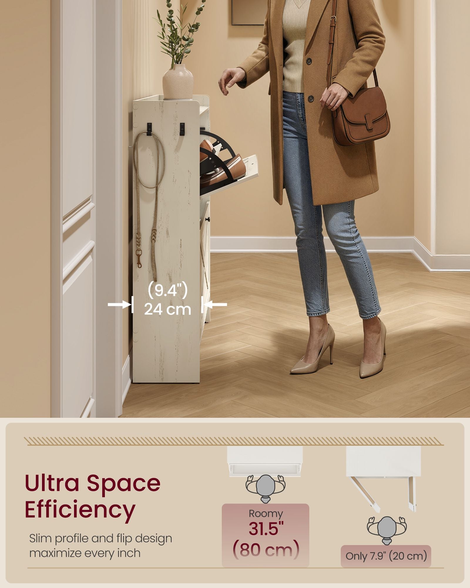 Shoe Storage Cabinet Organizer with 2 Flip Drawers - image 13