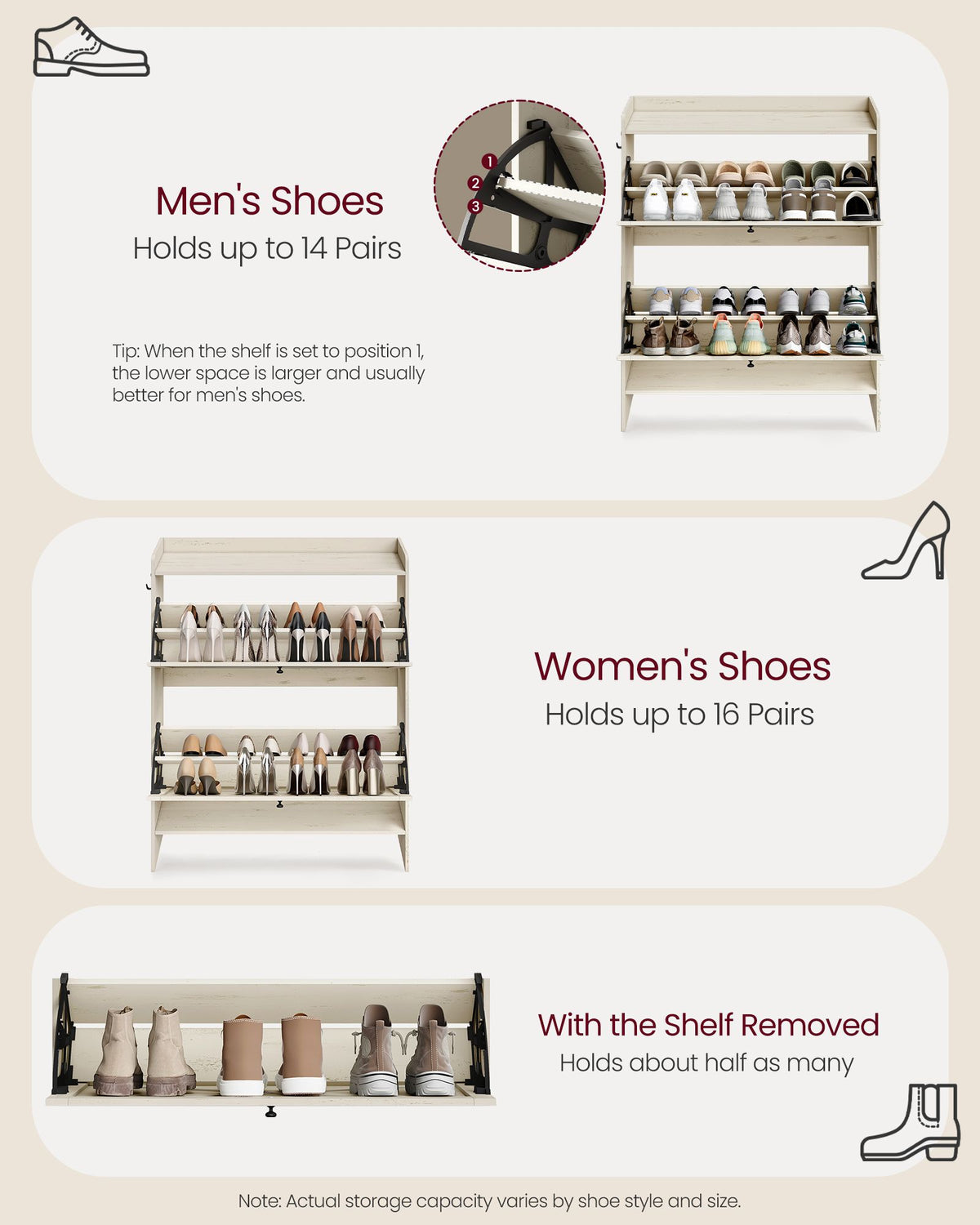 Shoe Storage Cabinet Organizer with 2 Flip Drawers - image 15