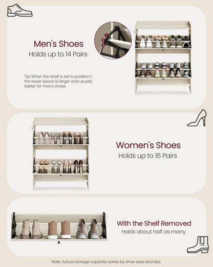 Shoe Storage Cabinet Organizer with 2 Flip Drawers - image 15