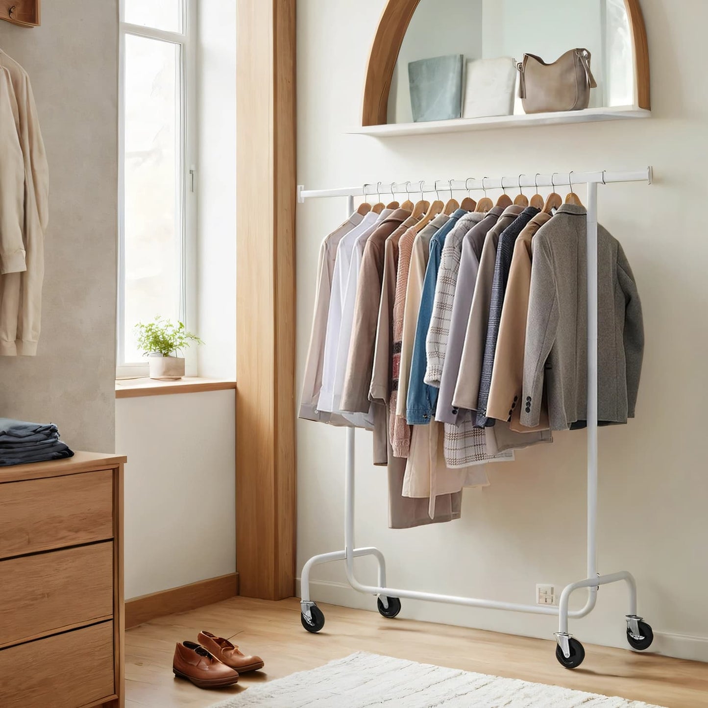 Clothes Rack with Wheels, Heavy-Duty Garment Rack with Extendable Rod, 286.6 lb Load Capacity - image 3