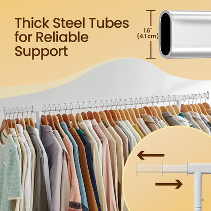 Clothes Rack with Wheels, Heavy-Duty Garment Rack with Extendable Rod, 286.6 lb Load Capacity - image 4