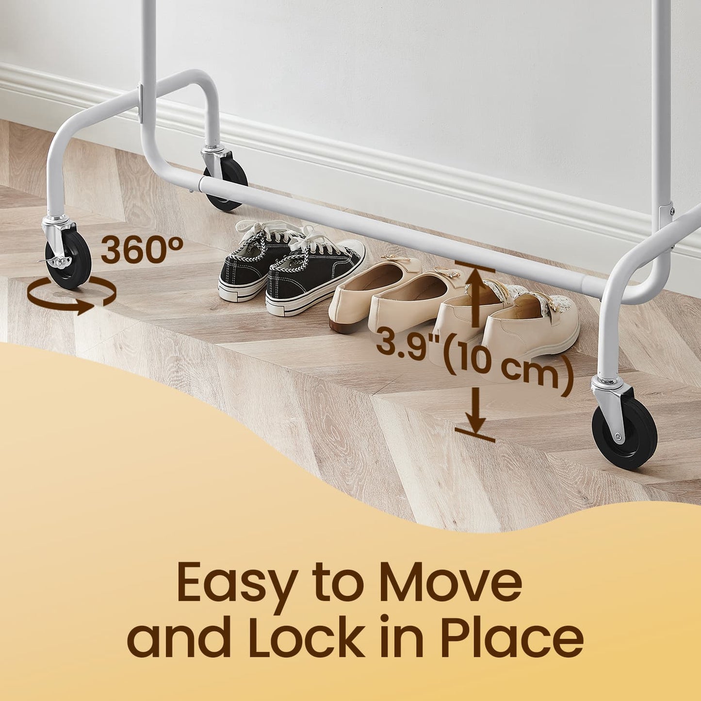Clothes Rack with Wheels, Heavy-Duty Garment Rack with Extendable Rod, 286.6 lb Load Capacity - image 5
