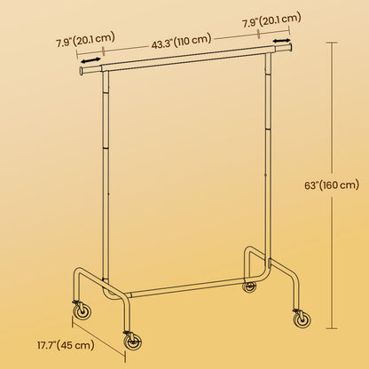 Clothes Rack with Wheels, Heavy-Duty Garment Rack with Extendable Rod, 286.6 lb Load Capacity - image 6