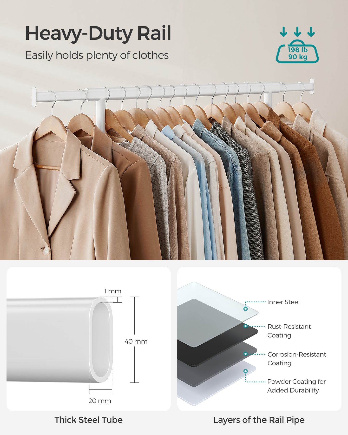 Clothes Rack with Extendable Hanging Rail - image 3