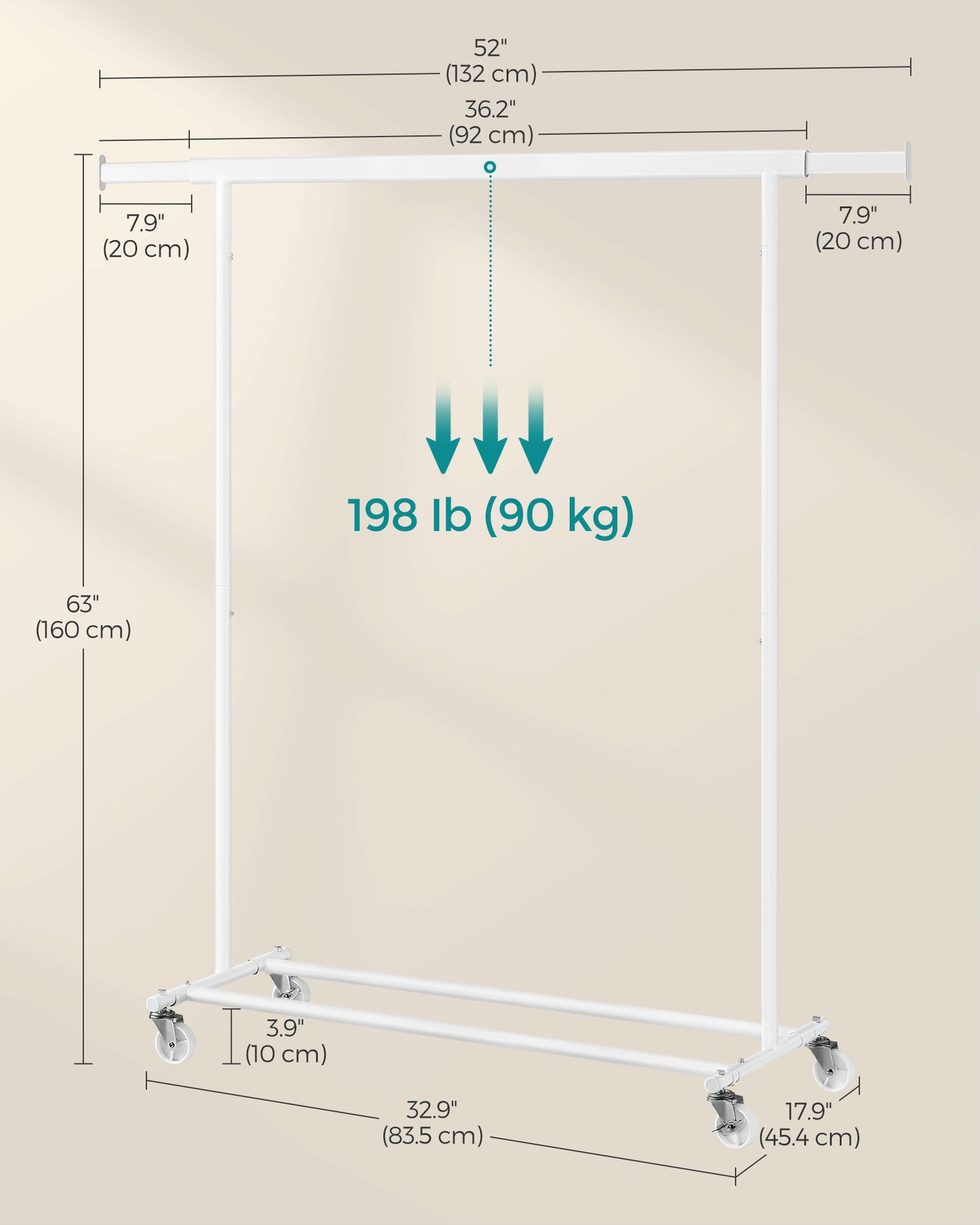Clothes Rack with Extendable Hanging Rail - image 5