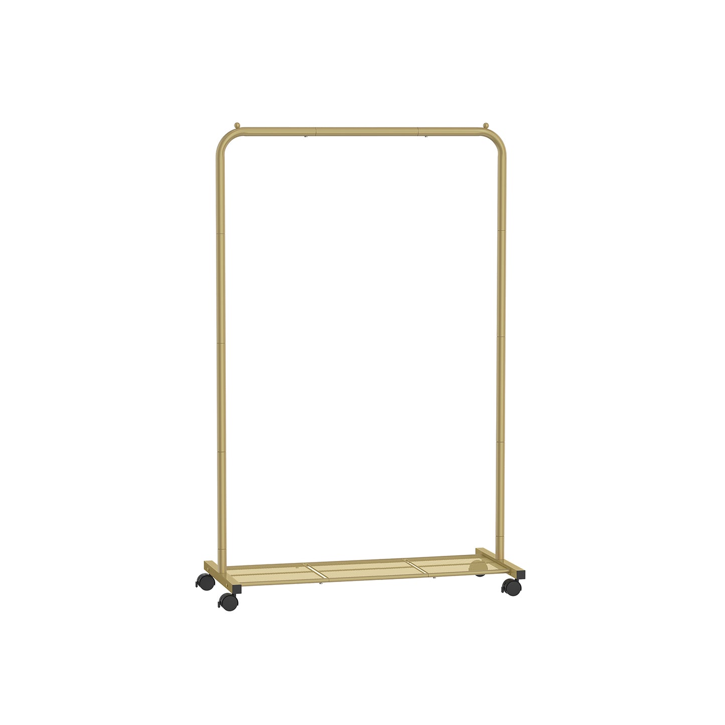 Clothes Rack with Wheels and Dense Mesh Storage Shelf