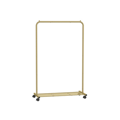 Clothes Rack with Wheels and Dense Mesh Storage Shelf