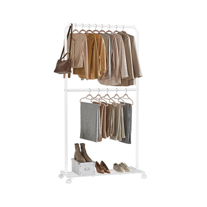 Double-Rod Clothes Rail on Wheels Black - image 9