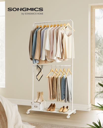 Double-Rod Clothes Rail on Wheels Black - image 11
