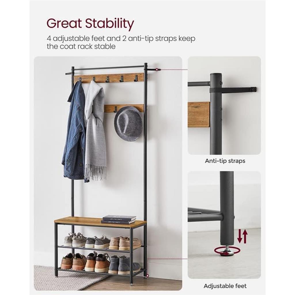 Coat Rack with Shoe Storage Bench