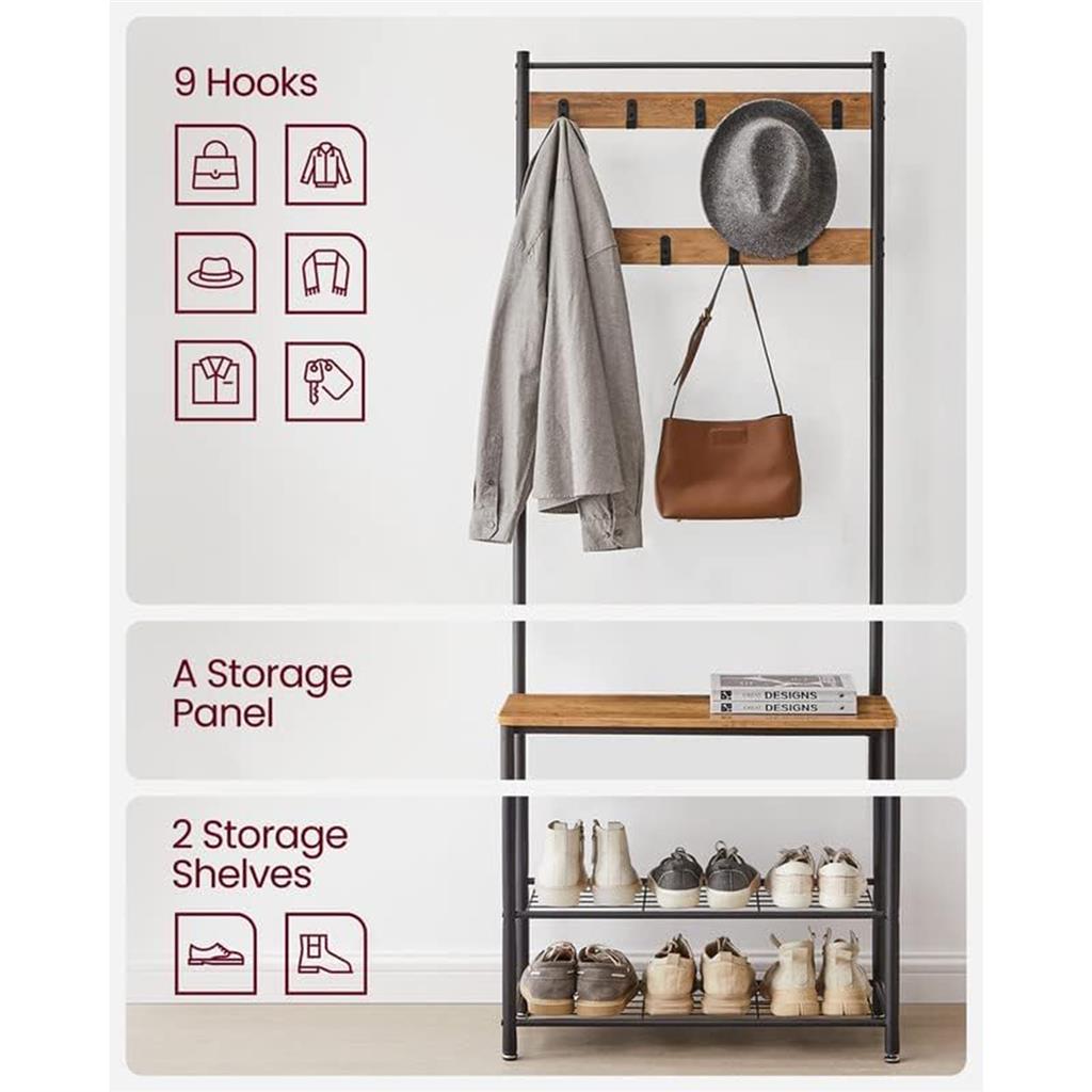 Coat Rack with Shoe Storage Bench