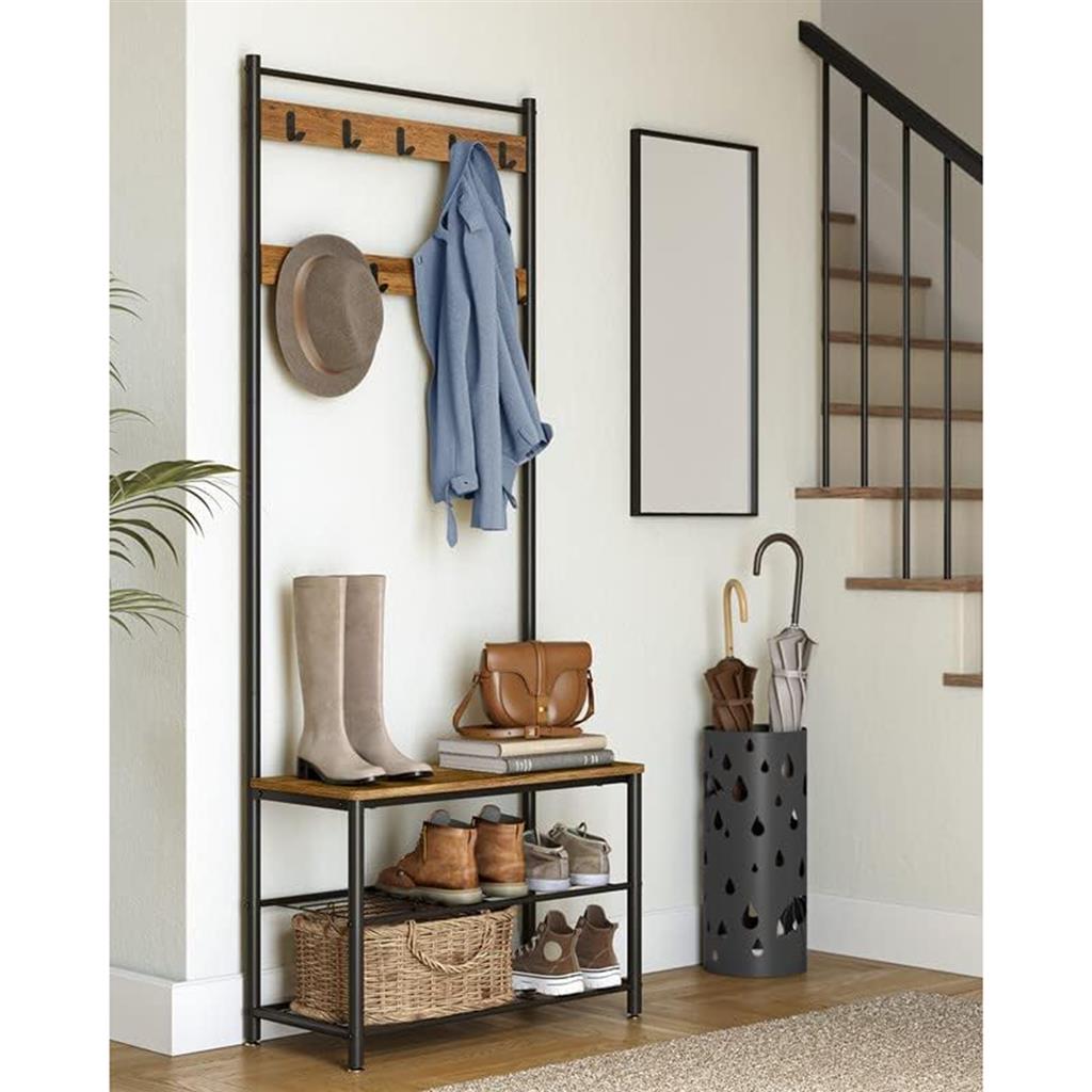 Coat Rack with Shoe Storage Bench