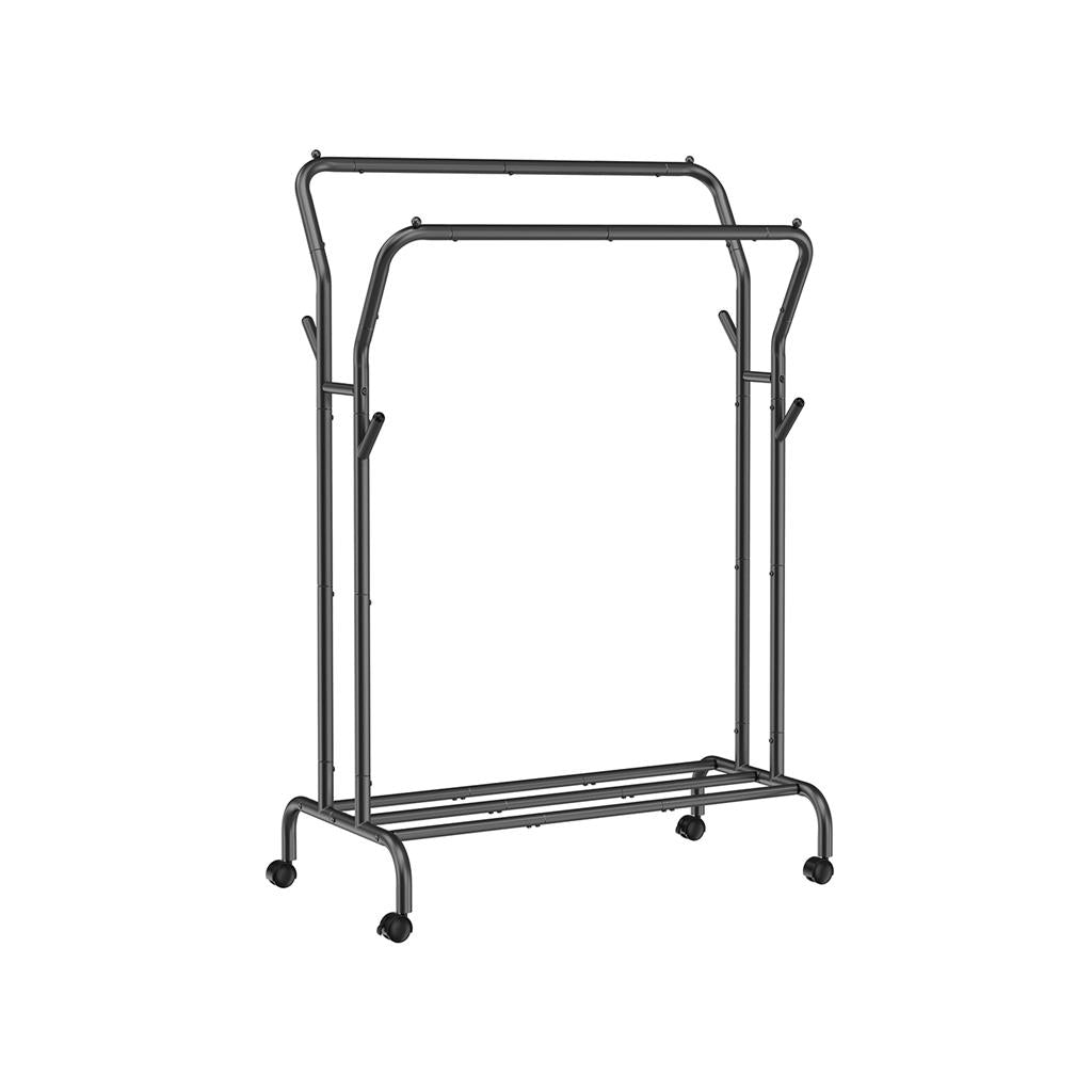 Double-Rod Clothing Rack for Hanging Clothes with Wheels