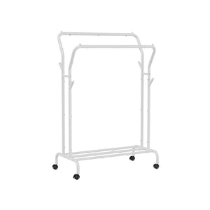Double-Rod Clothing Rack for Hanging Clothes with Wheels - HWLEXTRA 