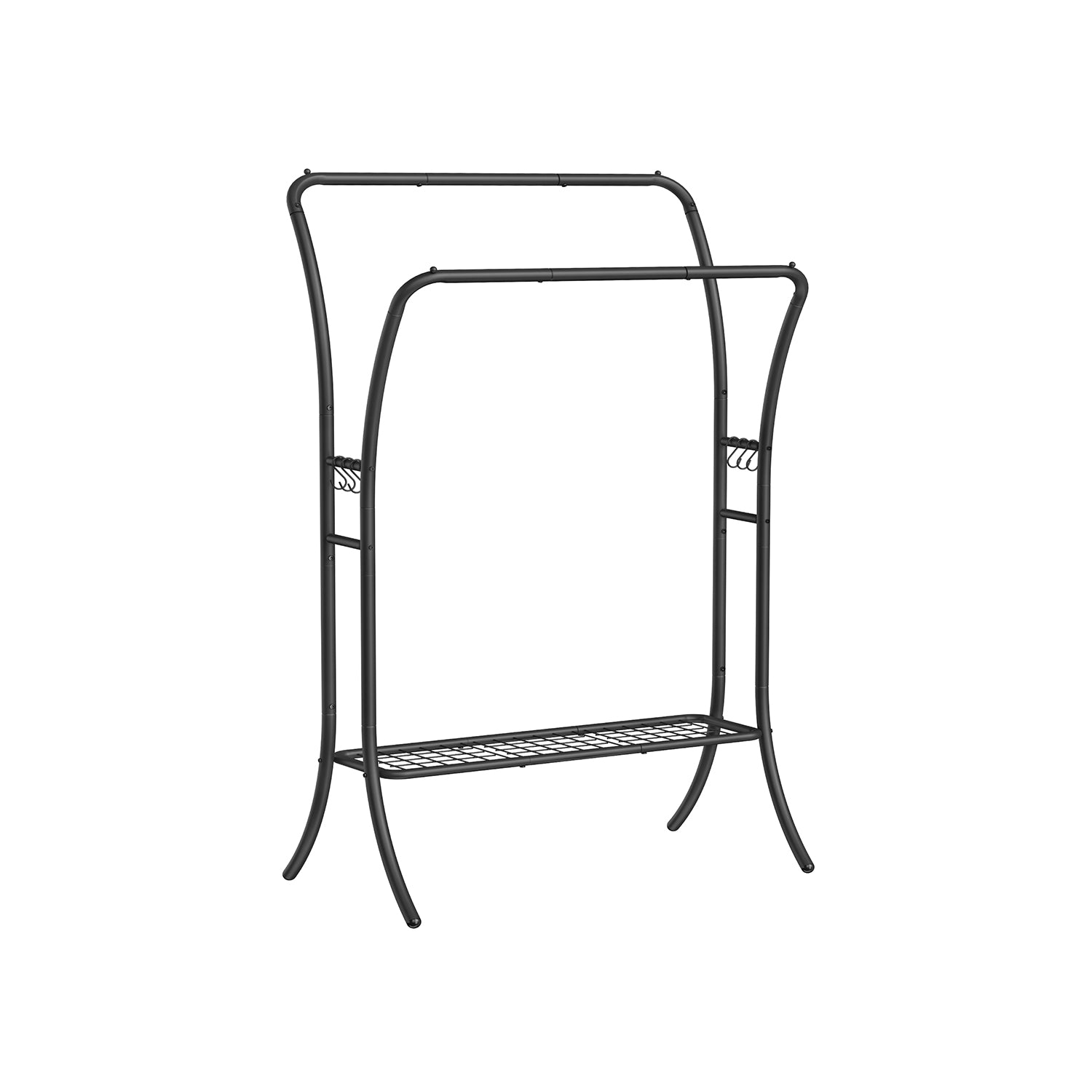 Double Rod Clothes Rack with Shelves