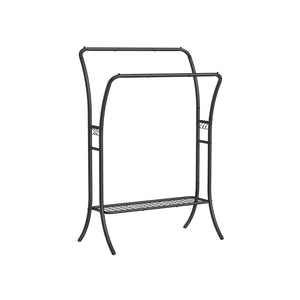 Double Rod Clothes Rack with Shelves