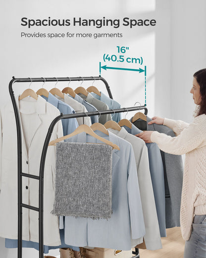 Double Rod Clothes Rack with Shelves