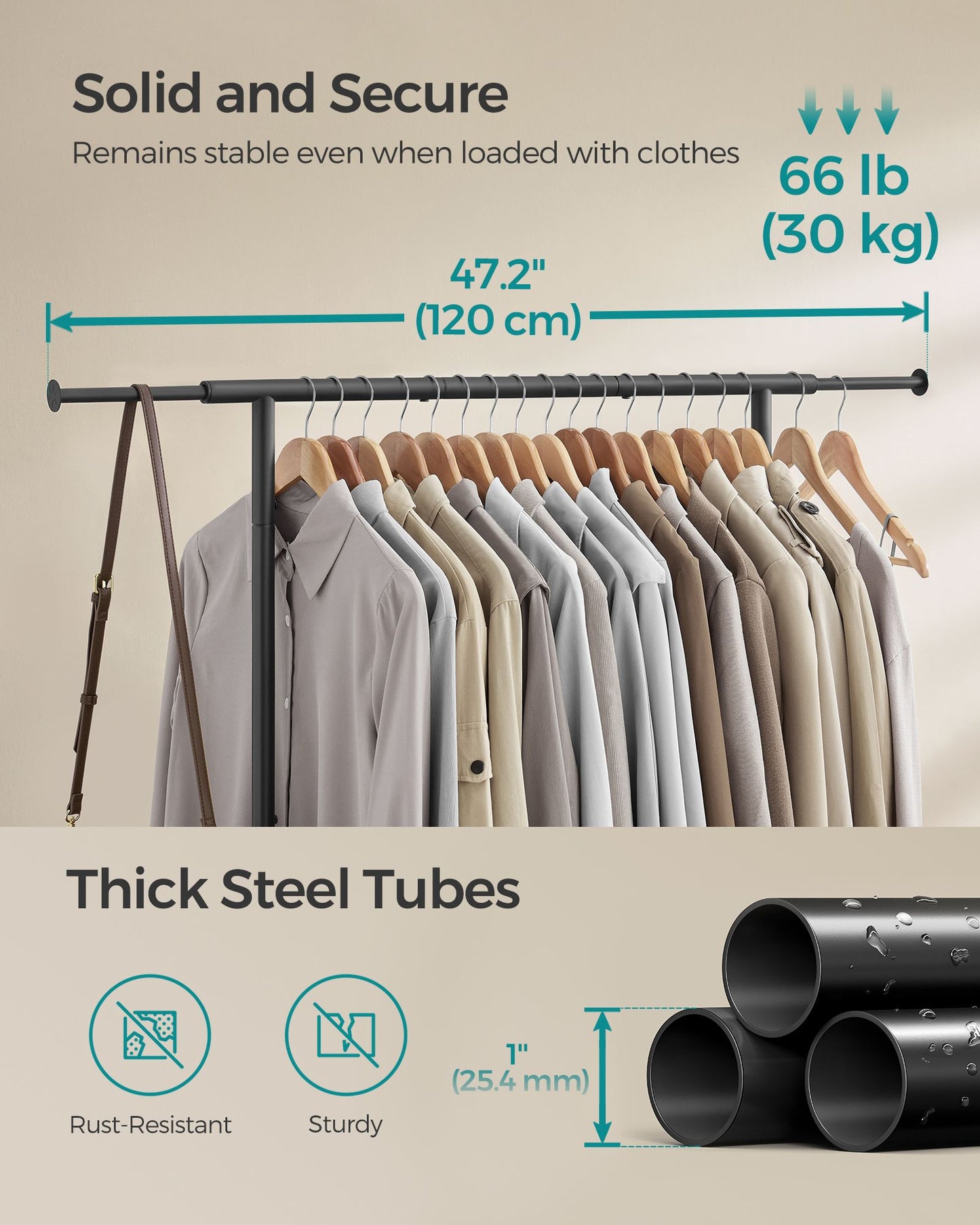 Clothes Rail with Extendable Hanging Rail Ink Black - image 5