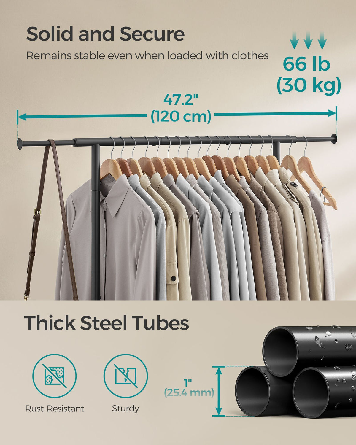 Clothes Rail with Extendable Hanging Rail Ink Black - image 5