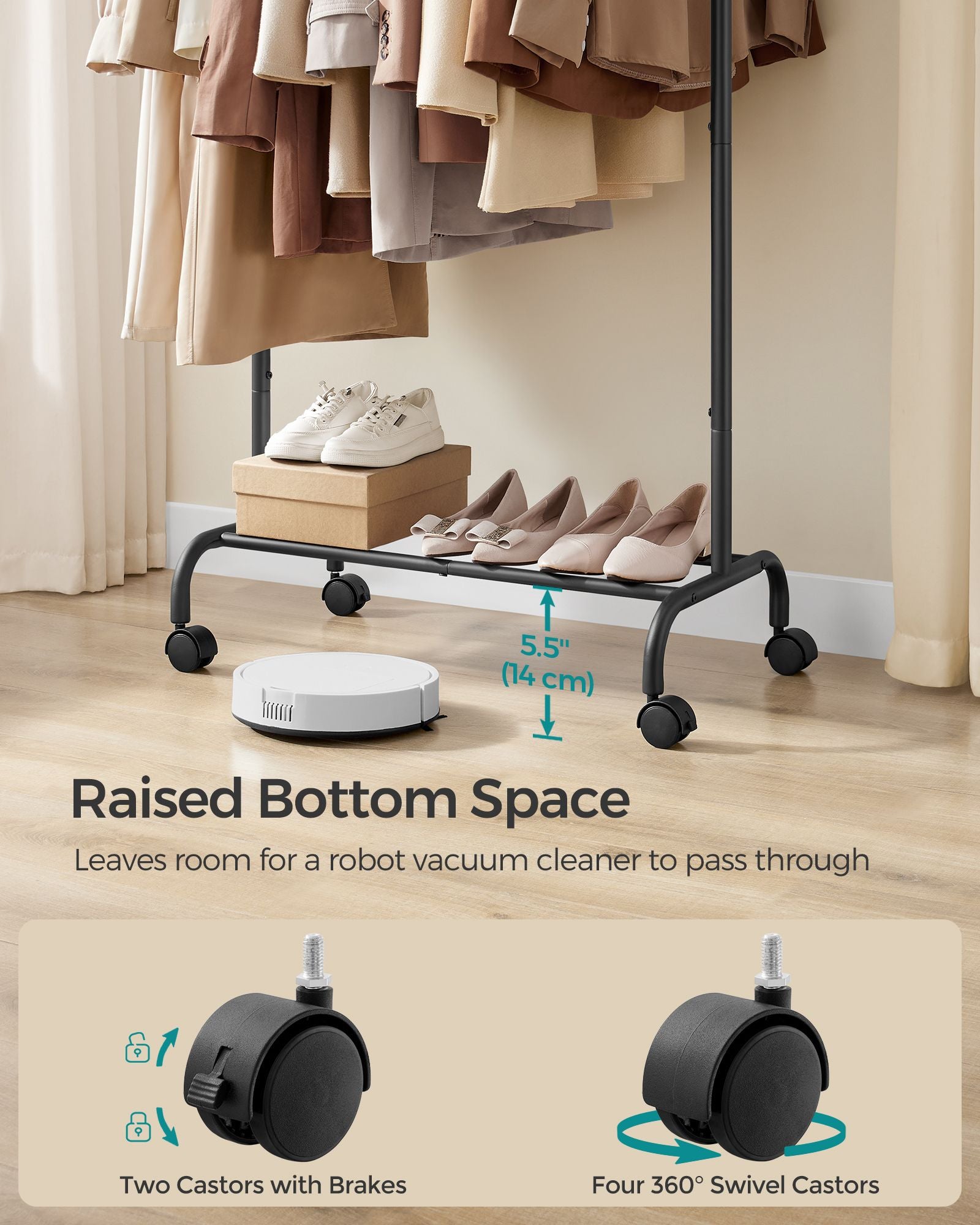 Clothes Rail with Extendable Hanging Rail Ink Black - image 6