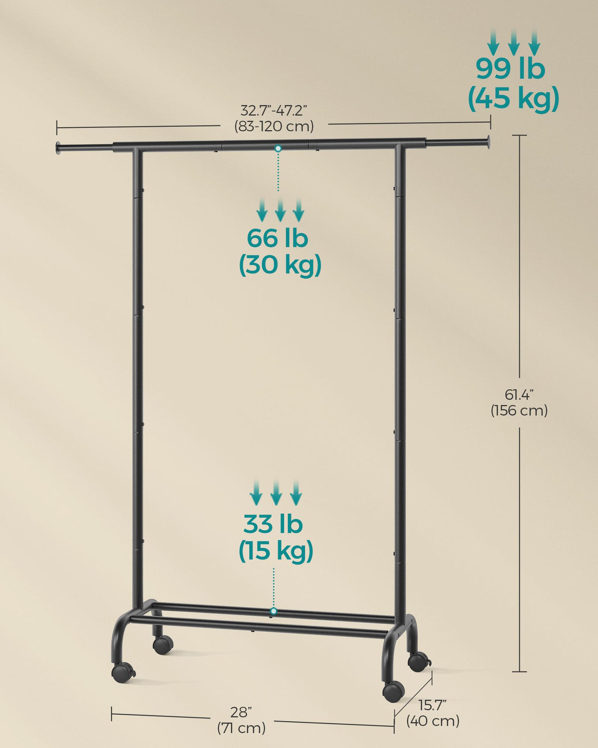 Clothes Rail with Extendable Hanging Rail Ink Black - image 7