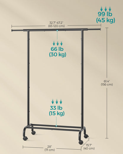 Clothes Rail with Extendable Hanging Rail Ink Black - image 7