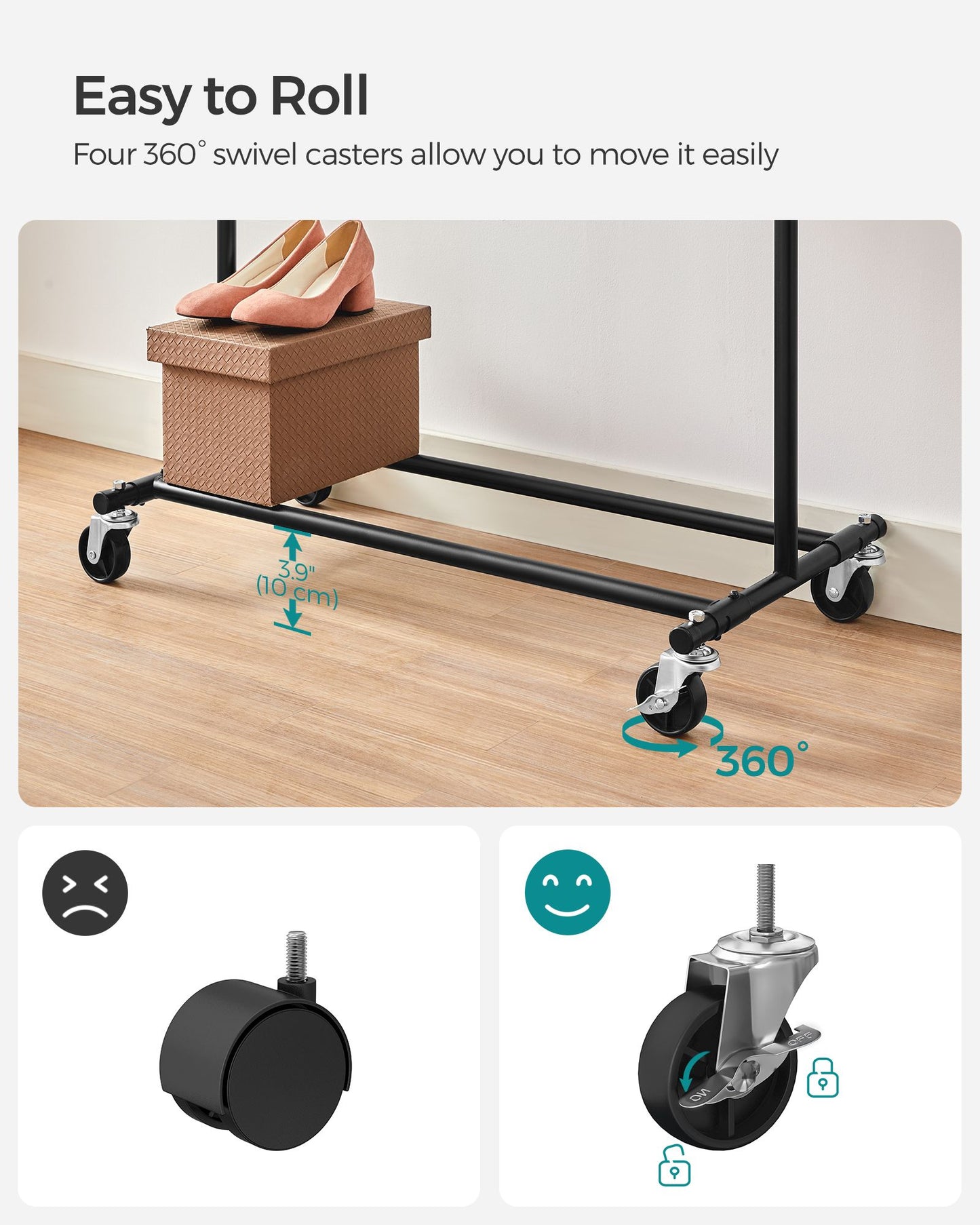 Clothes Rack with Extendable Hanging Rail