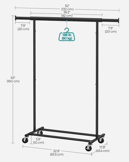 Clothes Rack with Extendable Hanging Rail