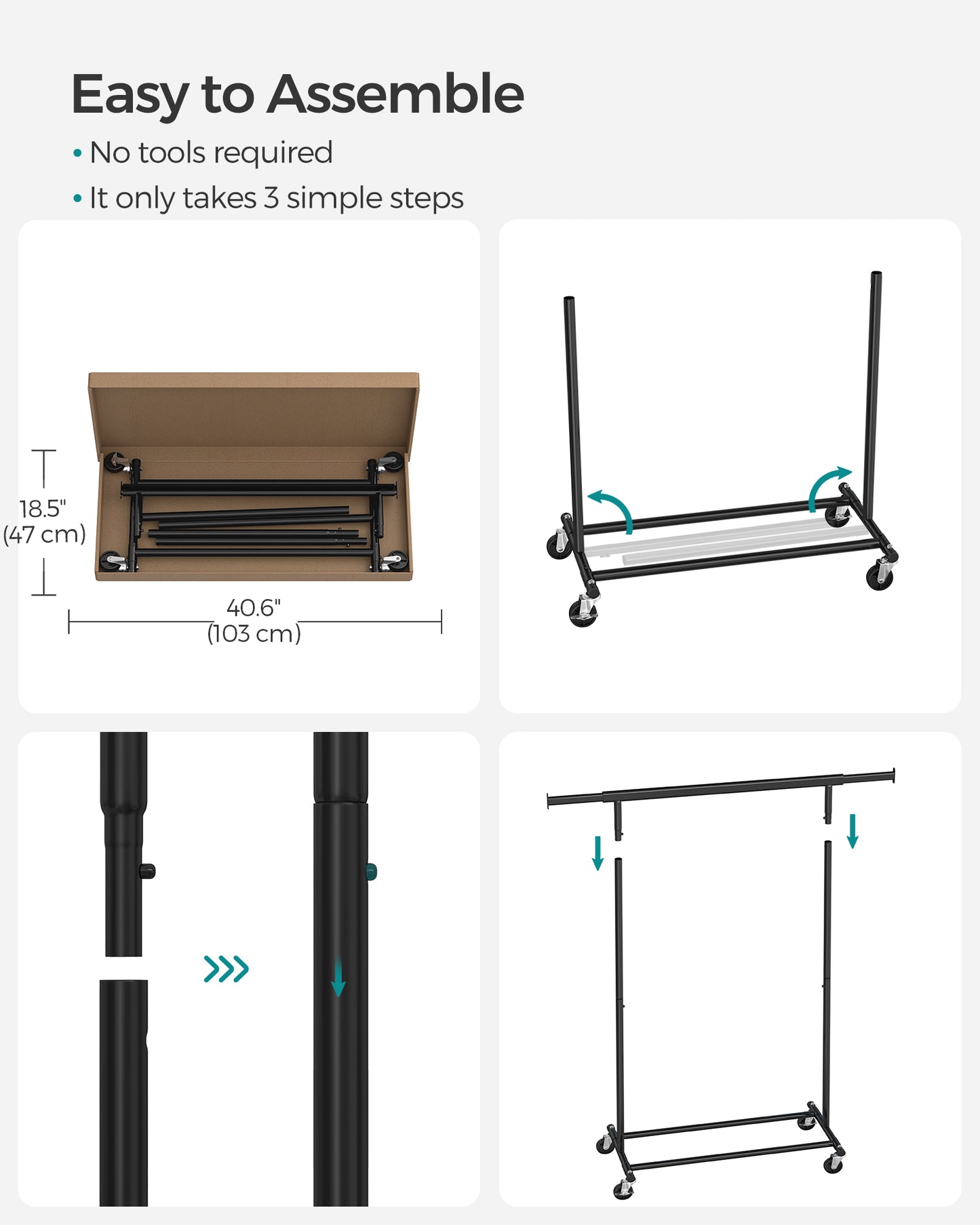 Clothes Rack with Extendable Hanging Rail
