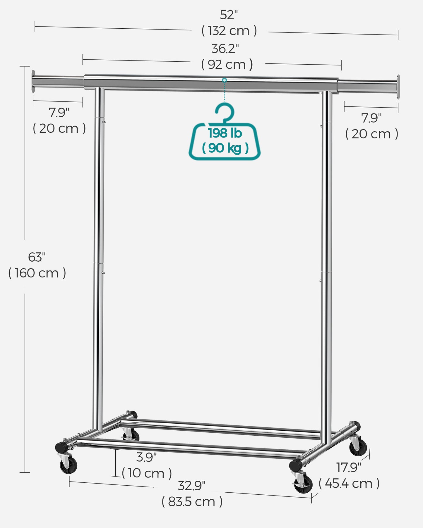 Clothes Rack with Extendable Hanging Rail