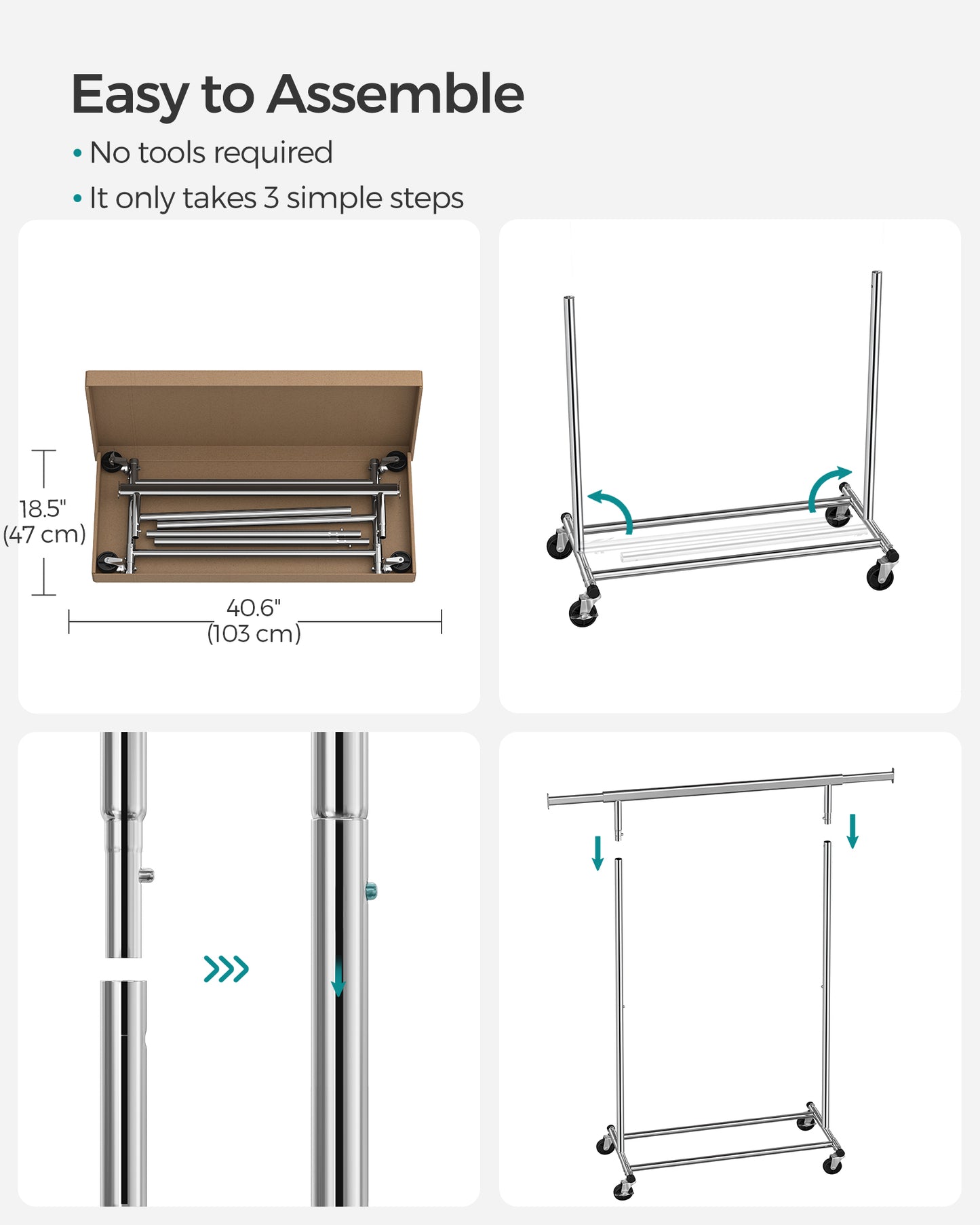 Clothes Rack with Extendable Hanging Rail