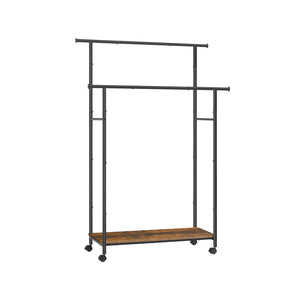 Double-Rod Clothing Rack for Hanging Clothes with Wheels