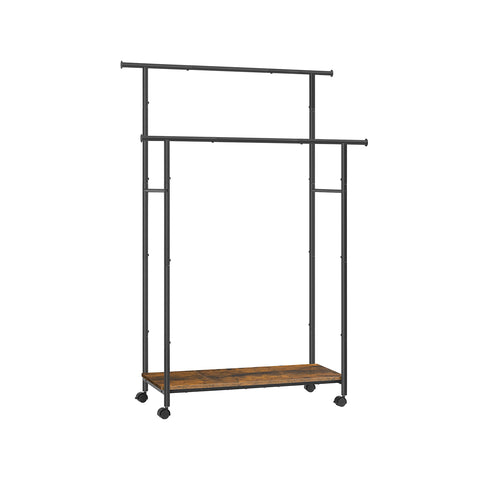 Double-Rod Clothing Rack for Hanging Clothes with Wheels