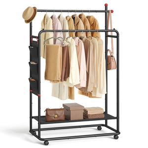 Double-Rod Clothes Rack on Wheels