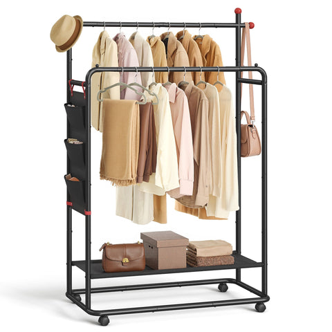 Double-Rod Clothes Rack on Wheels