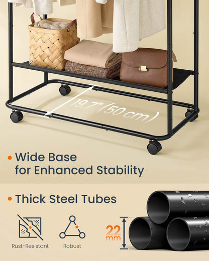 Double-Rod Clothes Rack on Wheels