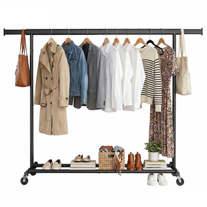 Garment Rail with Wheels, Adjustable Clothes Rack for Bedroom - image 2