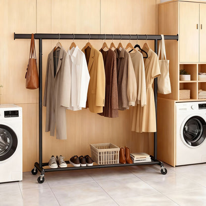 Garment Rail with Wheels, Adjustable Clothes Rack for Bedroom - image 5