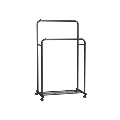 Double Rods Clothing Rack with Wheels