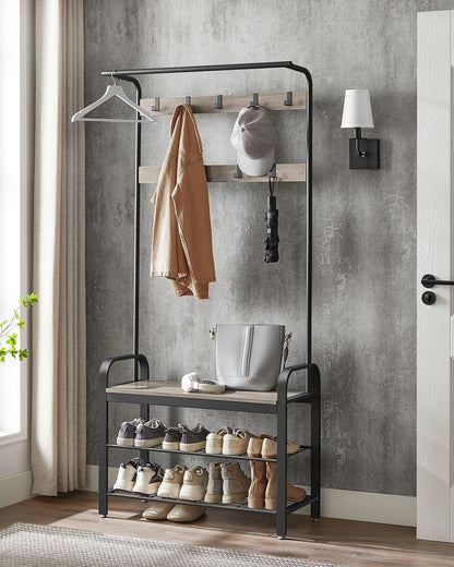 Coat Rack with Shoe Bench for Entryway