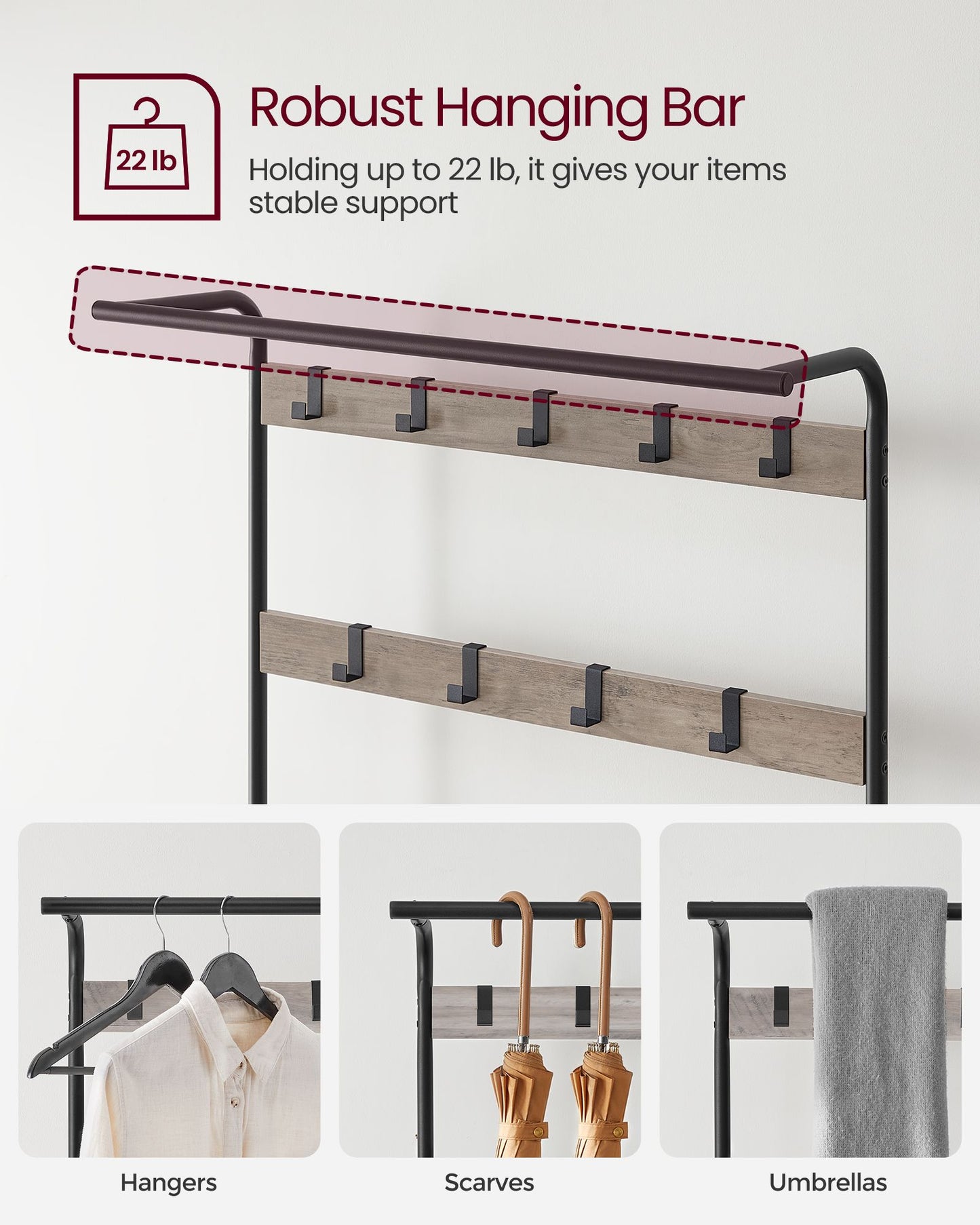 Coat Rack with Shoe Bench for Entryway