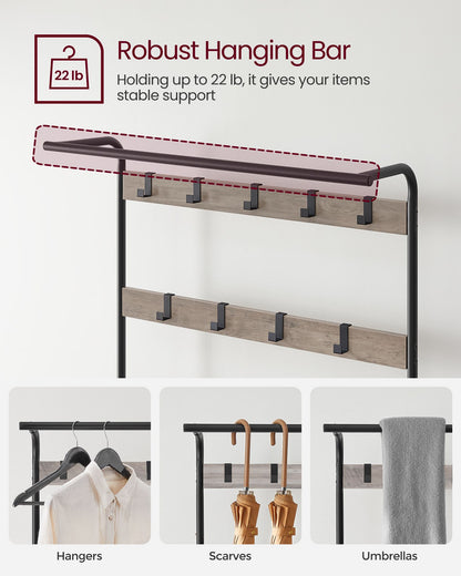 Coat Rack with Shoe Bench for Entryway