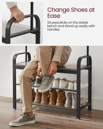 Coat Rack with Shoe Bench for Entryway